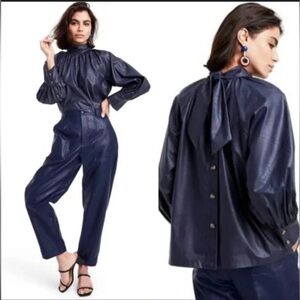 Rachel Comey Dark Blue Faux Leather blouse